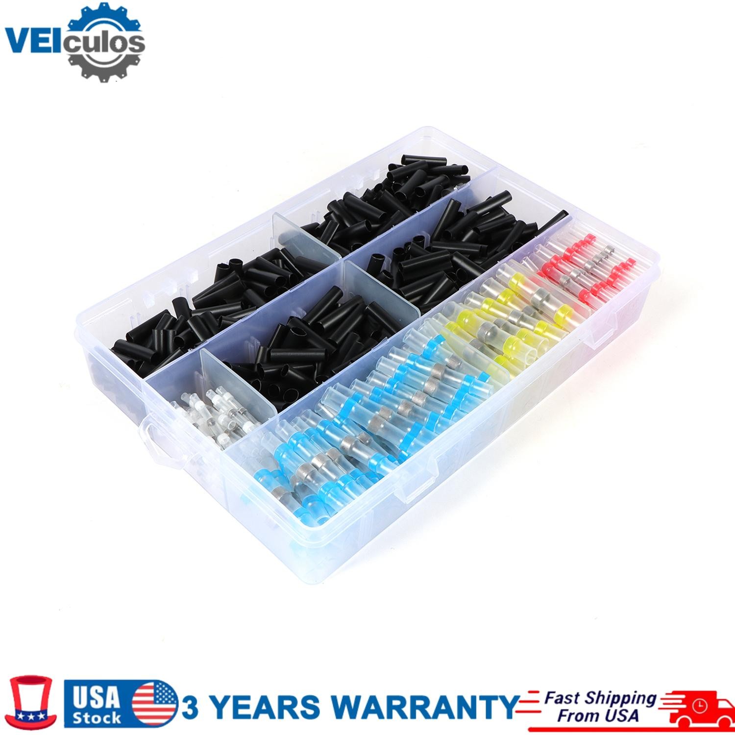 500Pcs/Set Solder Seal Sleeve Heat Shrink Butt Wire Connectors Terminals Kit
