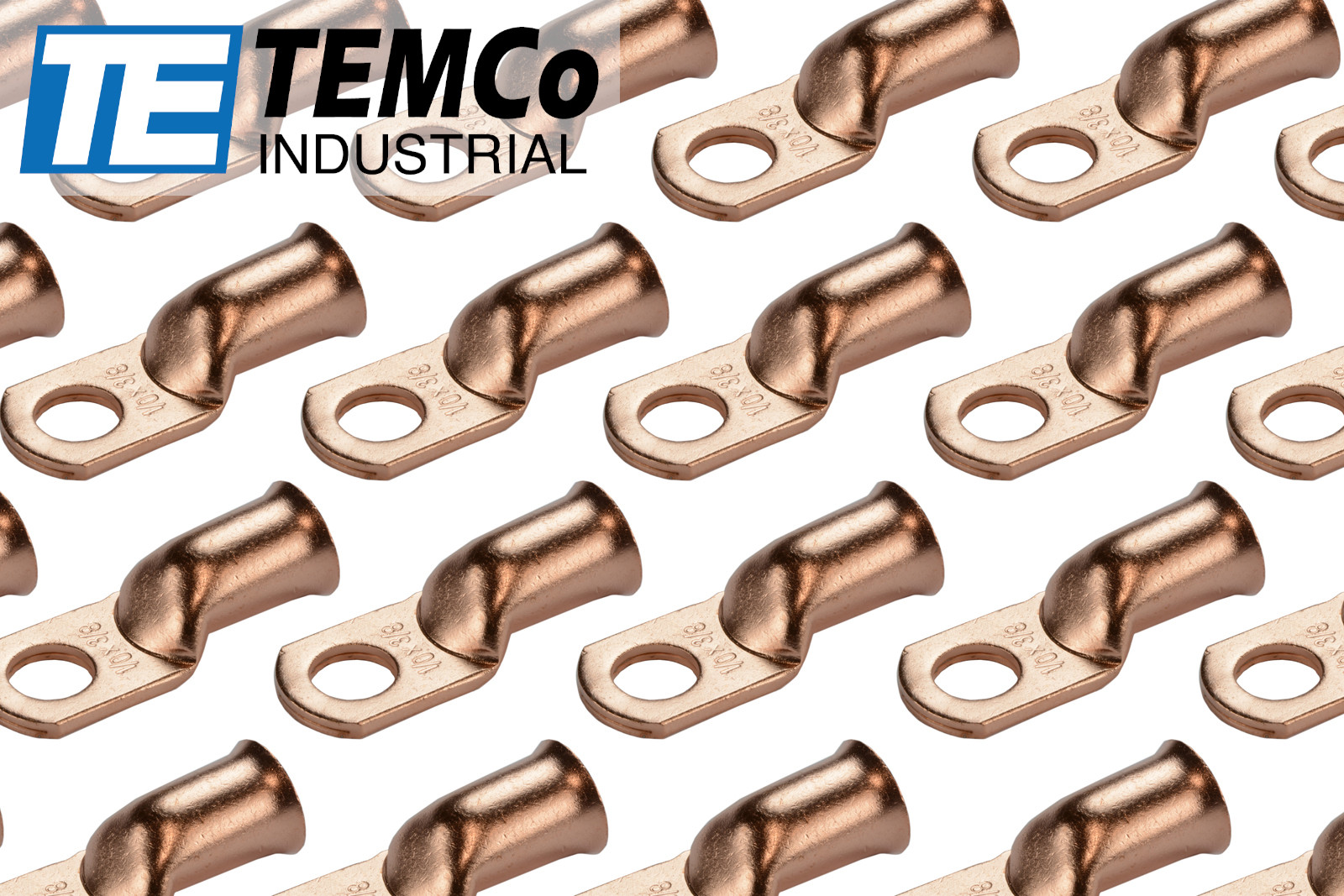 50 Lot 1/0 3/8″ Hole Ring Terminal Lug Bare Copper Uninsulated AWG Gauge