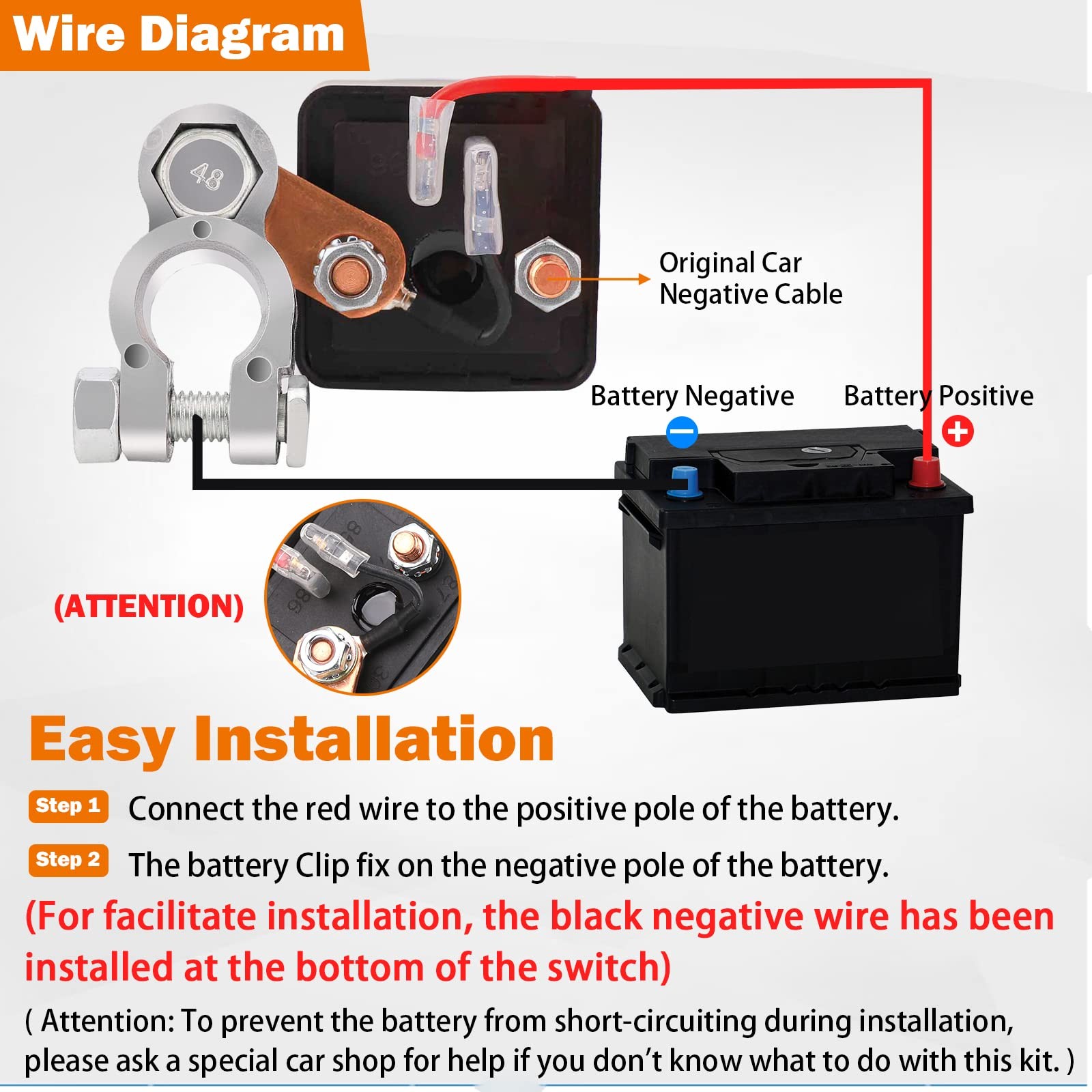 Remote Battery Disconnect Switch 12V Battery Kill Switch for Car, 200A Upgraded