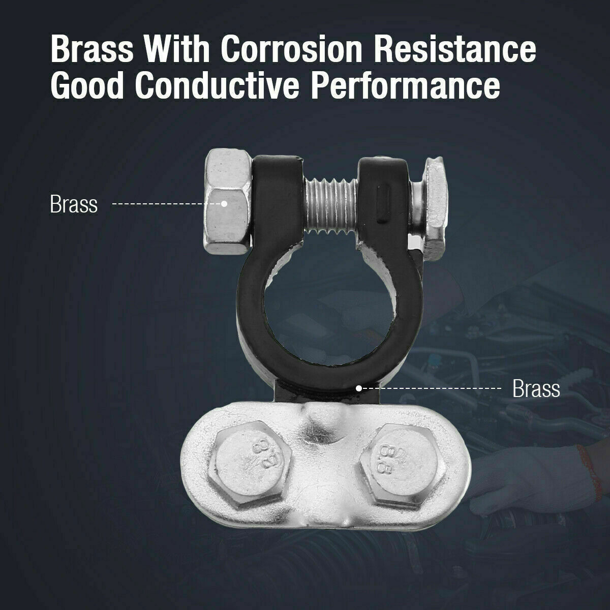 2Pcs Car Battery Terminals, Top Post Connectors with Protector, Universal Fit