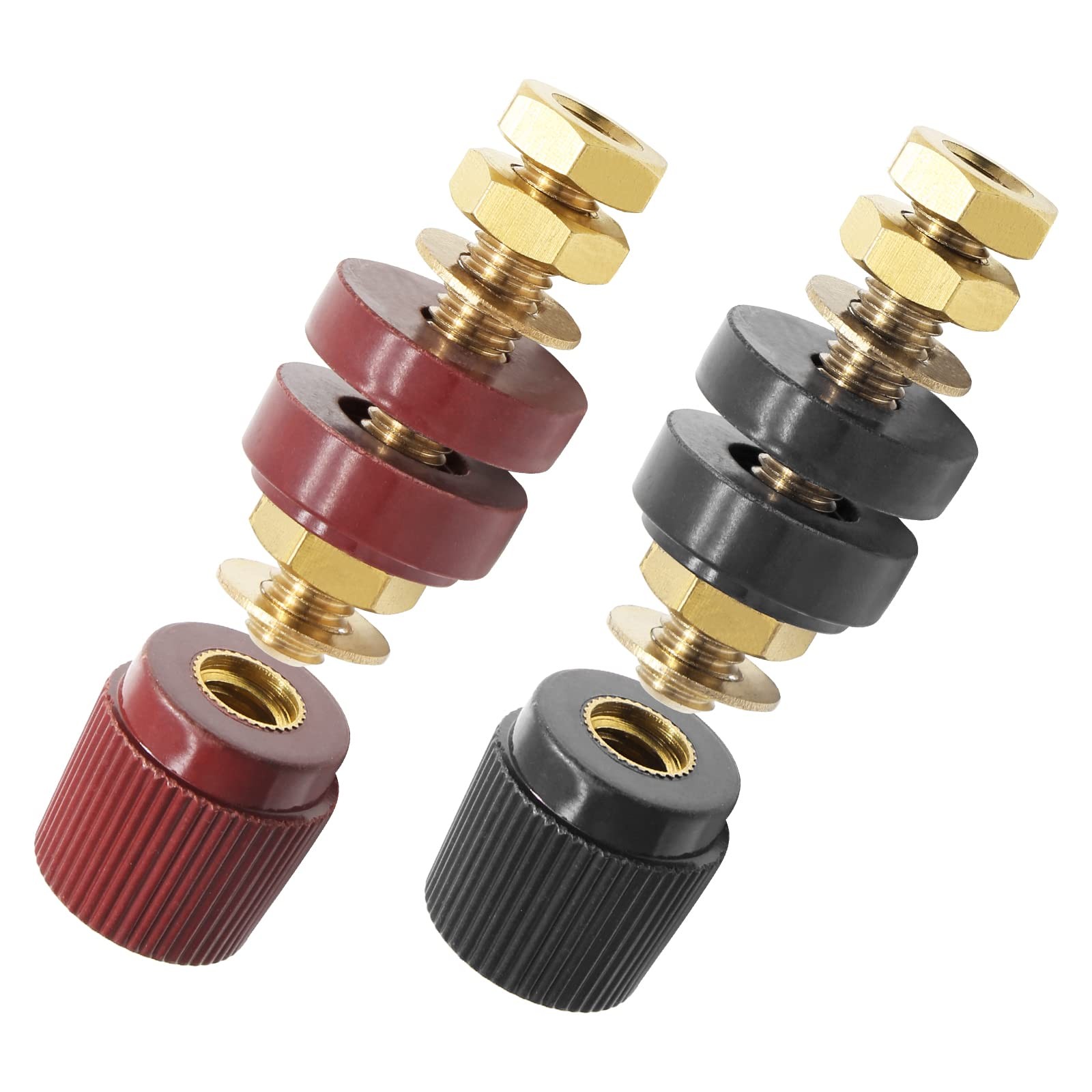 2 Pcs 3/8″ Battery Terminal Connector – Power Junction Post (Red & Black)