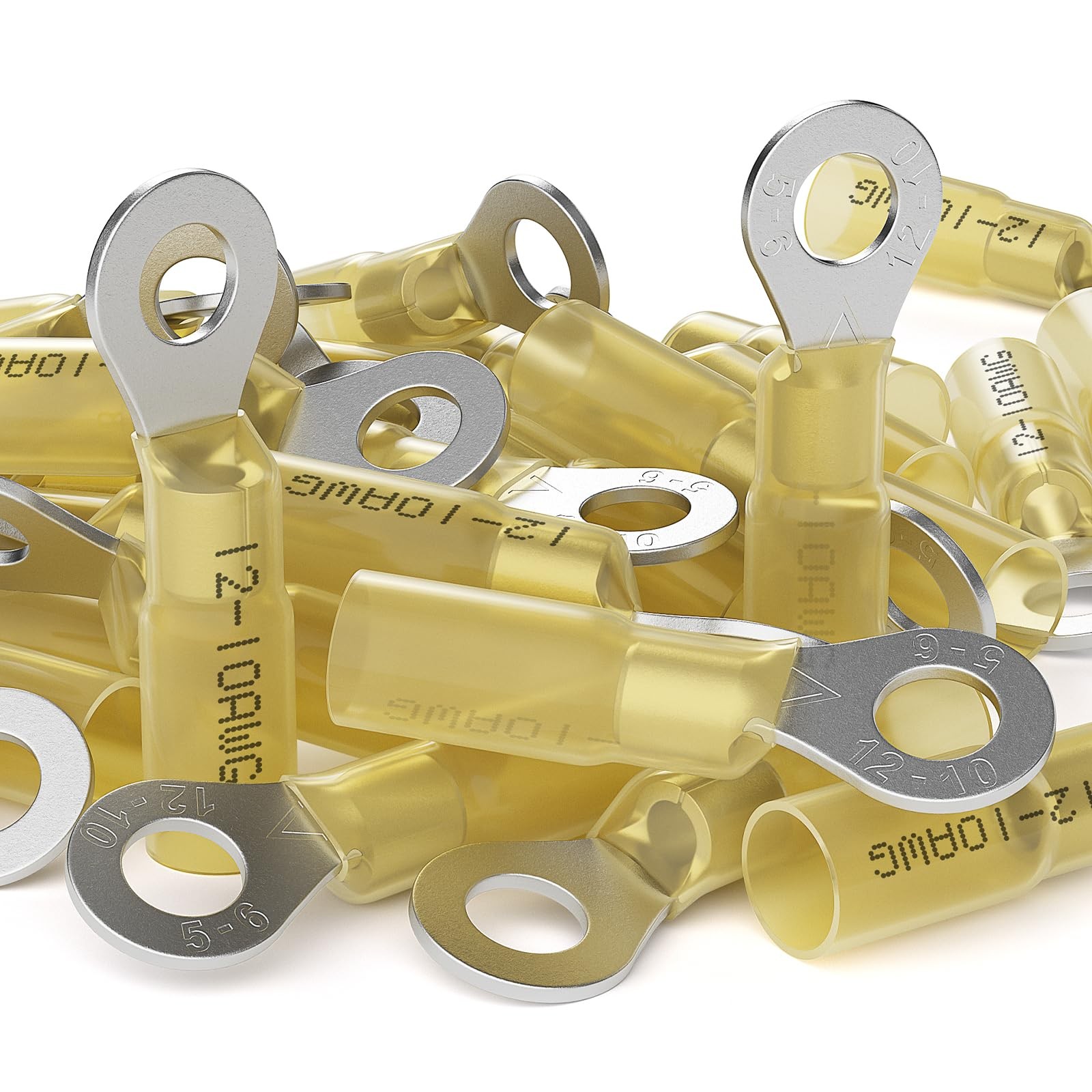 AIRIC 12-10 AWG – 1/4 Heat Shrink Ring Terminals, Copper Terminal Connector E…