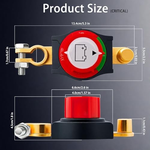 Top Post Battery Disconnect Switch,12-48V Car Battery Kill Switch,Suitable Gold