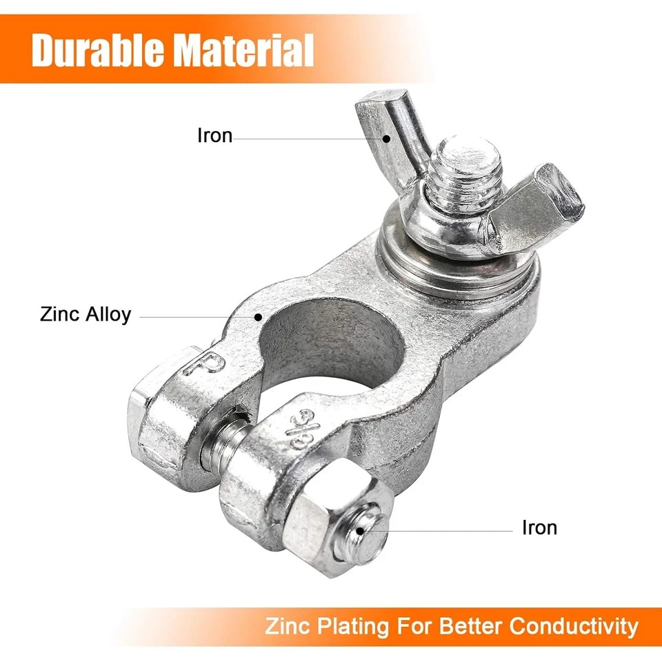 Car Battery Terminal End with Wing Nut Terminal Connectors Zinc-Alloy Clamps for