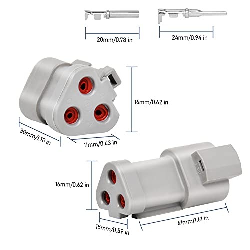 5 Kit 3 Pin Way Deutsch DT Series Connector – 16-20 AWG DT 3pin Without Wires