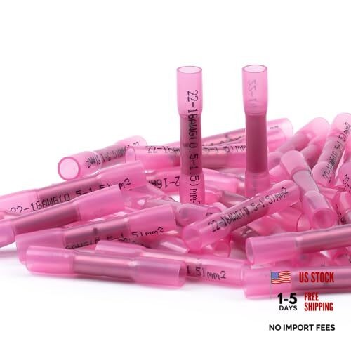 Heat Shrink Butt Connectors 22-16 AWG, 100 Pcs Waterproof 22-16AWG 100pcs