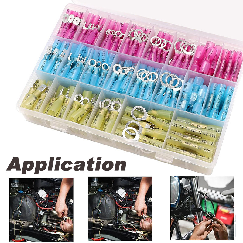 250Pcs Heat Shrink Butt Wire Connectors Waterproof Crimp Splice Terminal Kit