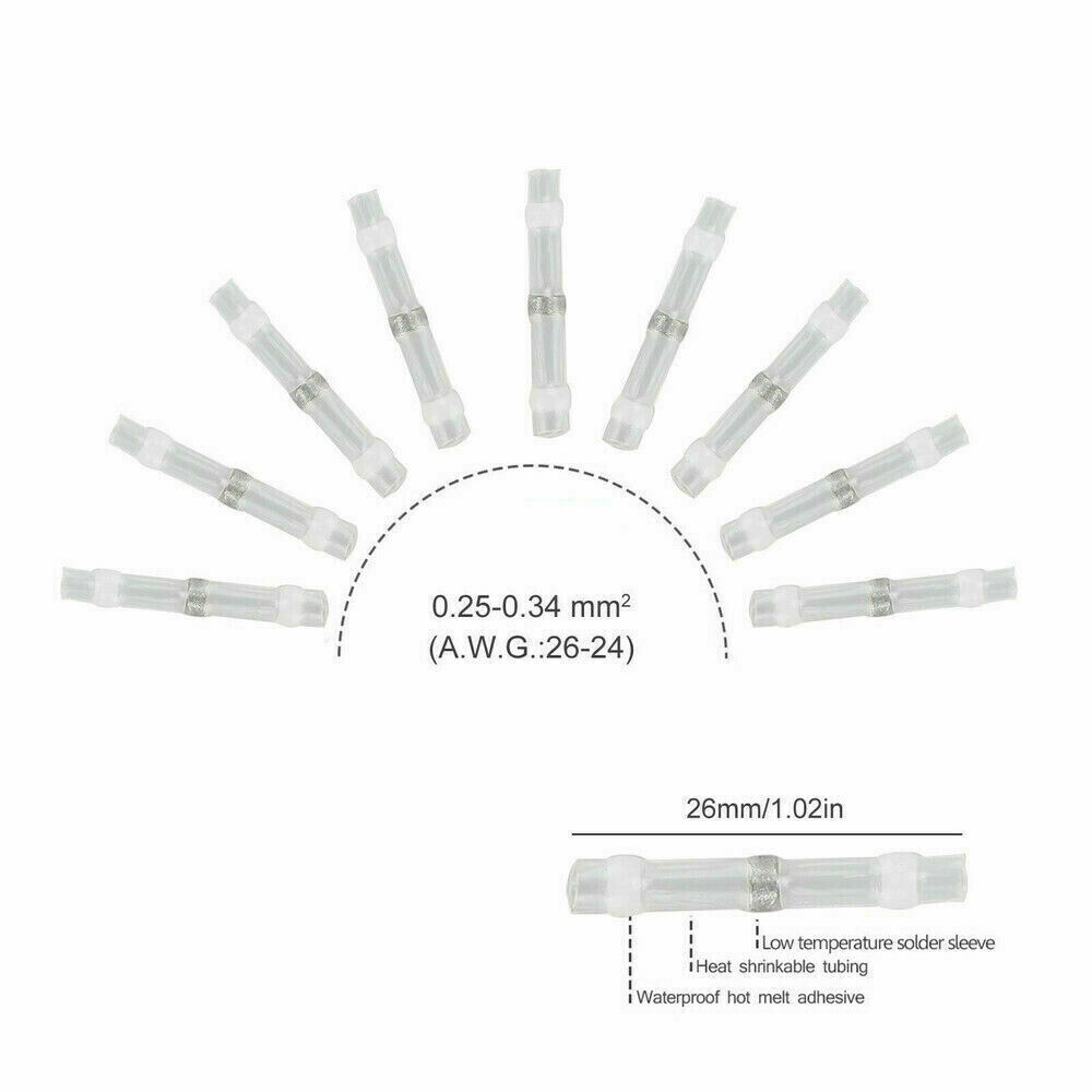 Terminals 100/50pcs Solder Seal Sleeve Heat Shrink Butt/Wire Connectors Splice