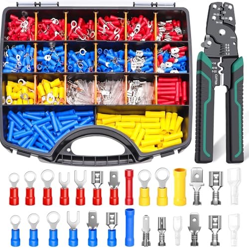 /1100pcs Wire Connectors Kit,Insulated Electrical 1100PCS+Wire Crimper Tool