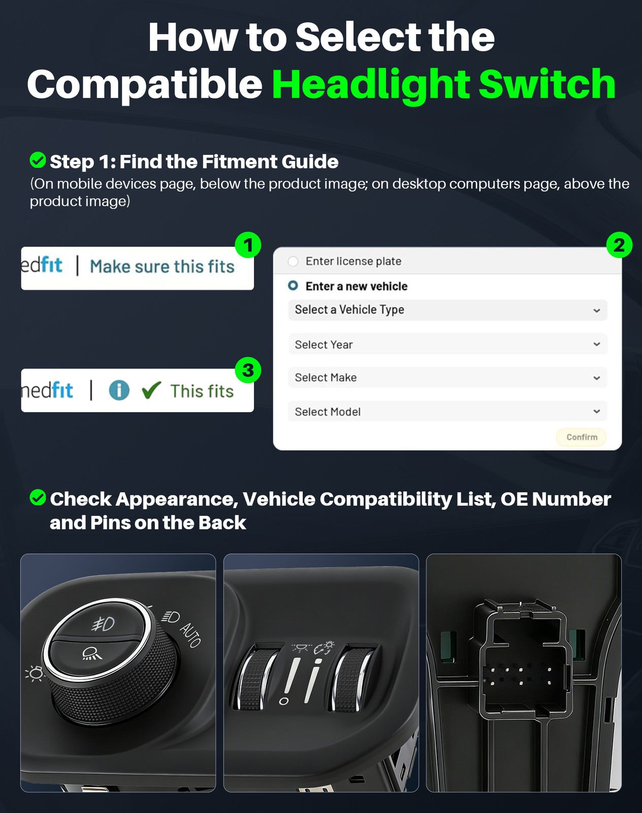 Headlight Lamp Switch For Dodge Ram 1500 2500 3500 2022 2023 2024 68156061AB