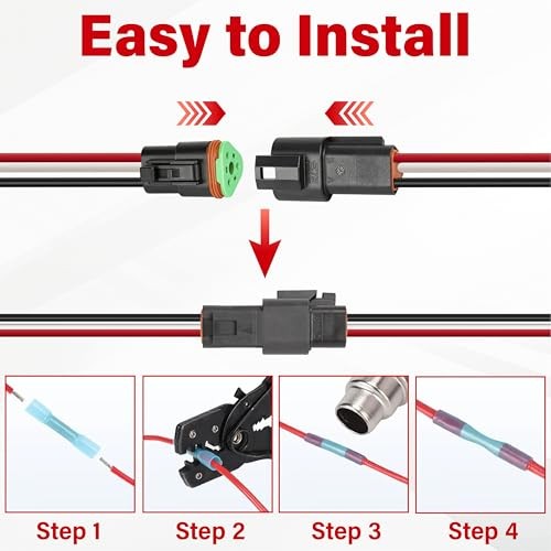 Deutsch DT 3 Pin Wiring Harness Connector 6 Kits, Deutsch 3Pin 6 Sets-Black