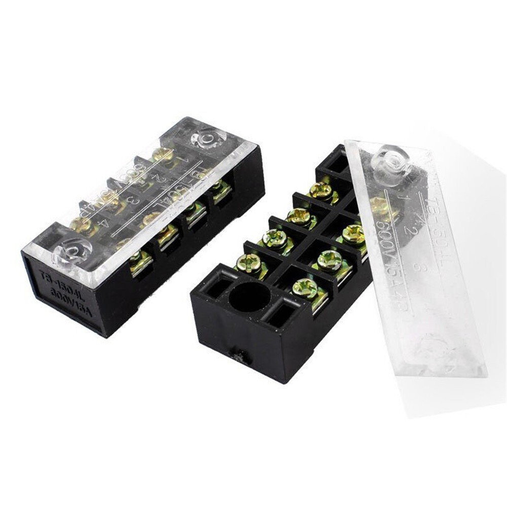 5 Pcs 4 Positions Dual Rows 600V 15A Cable Barrier Block Terminal Strip TB-1504L