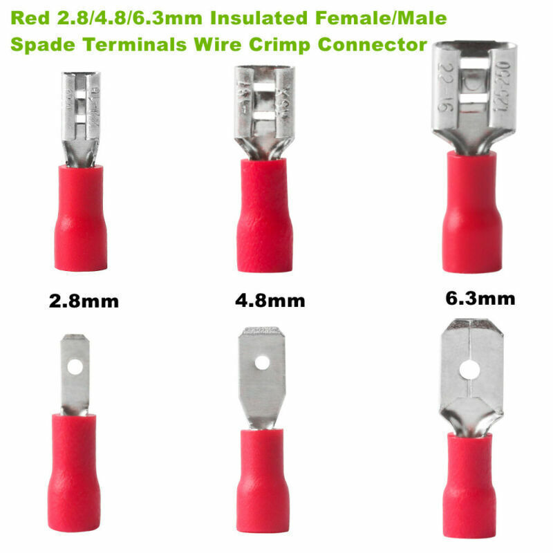 Pre-Insulated Female Male Spade Terminals Wire Crimp Connectors 2.8 4.8 6.3mm