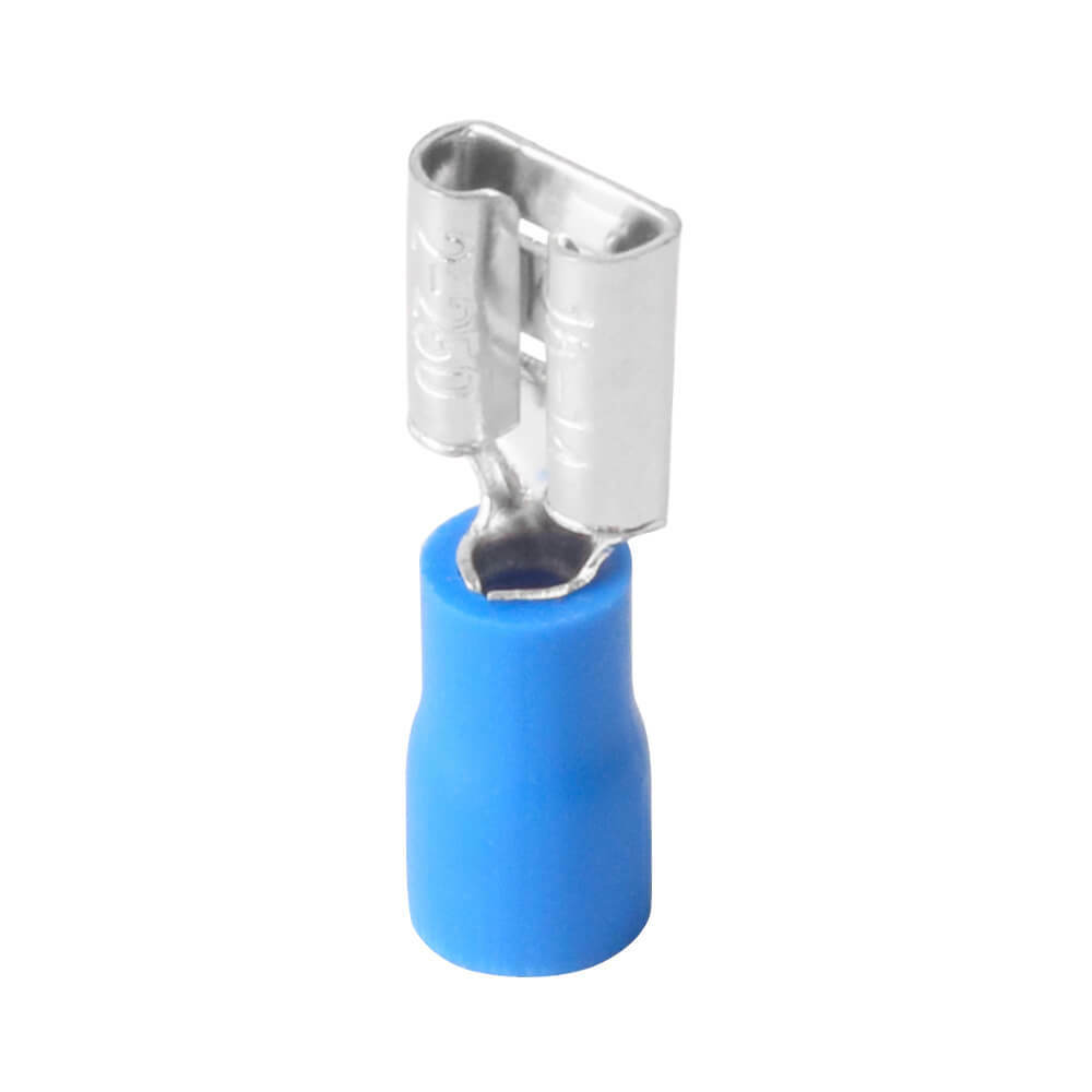 200Pcs FDD2-250 Female Insulated 6.3mm Crimp Terminal 16-14 AWG Blue Connectors