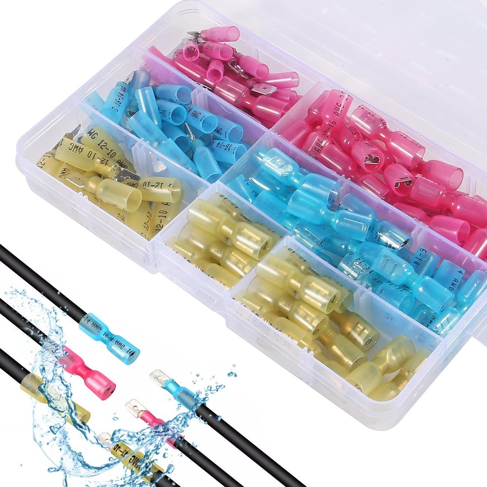 220Pcs Heat Shrink Spade Wire Connectors Waterproof Crimp Terminals Solder Sea