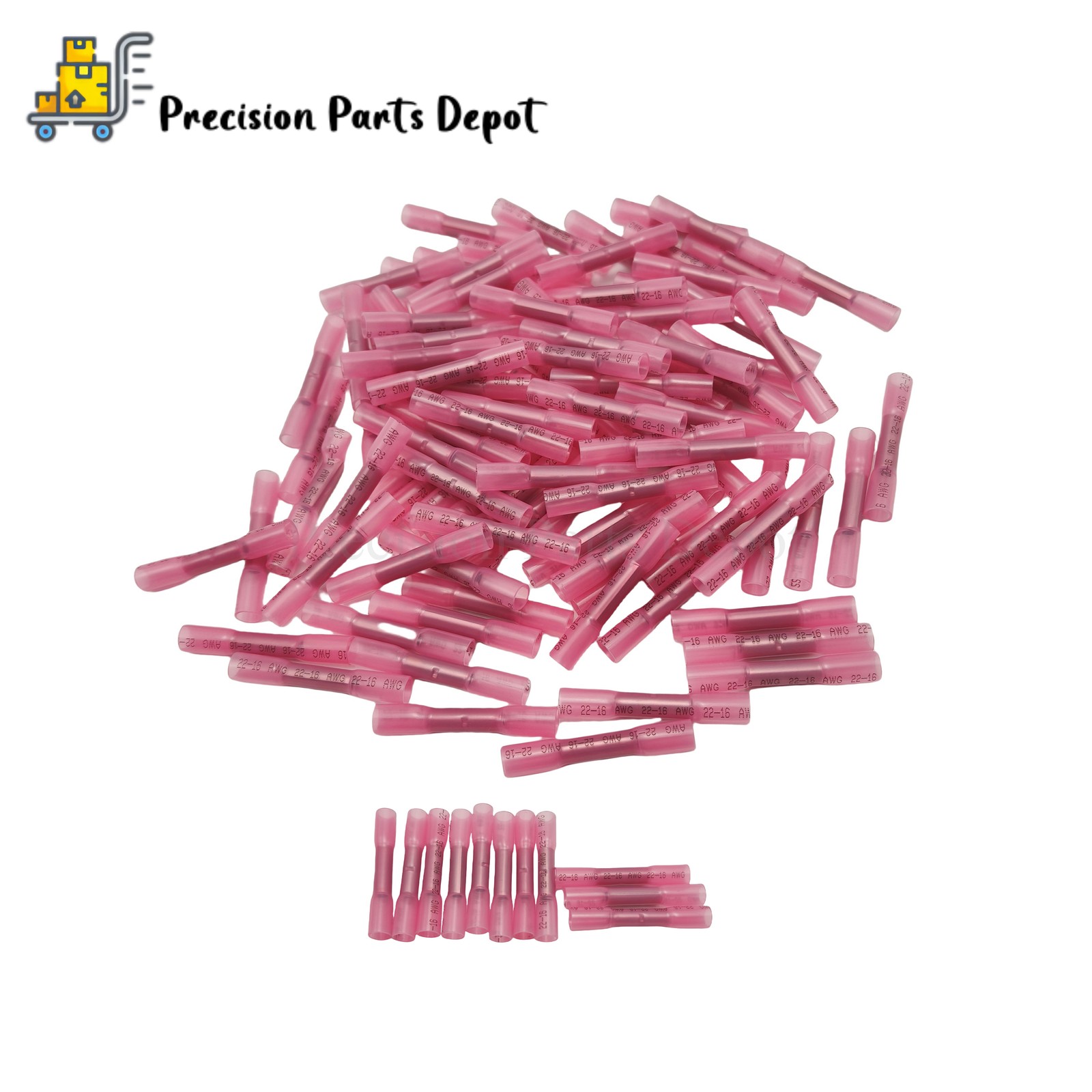 22-16AWG Red Heat Shrink Wire Butt Connectors Waterproof Splice Terminals 100PCS