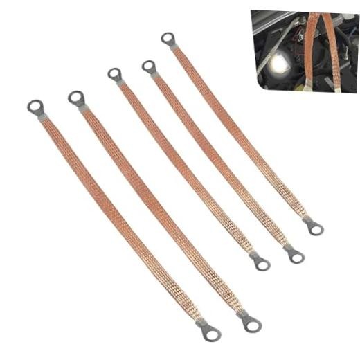 5 PCS Automotive Ground Strap, Flat Braided Copper Grounding Strap,