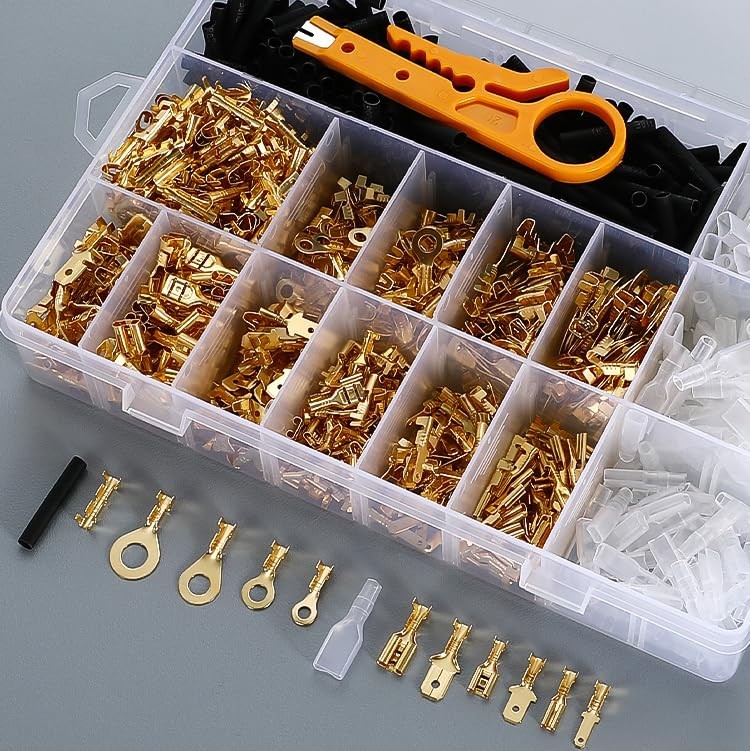 1050 PCS 2.8/4.8/6.3mm Crimp Terminals Insulated Male and Female Wire