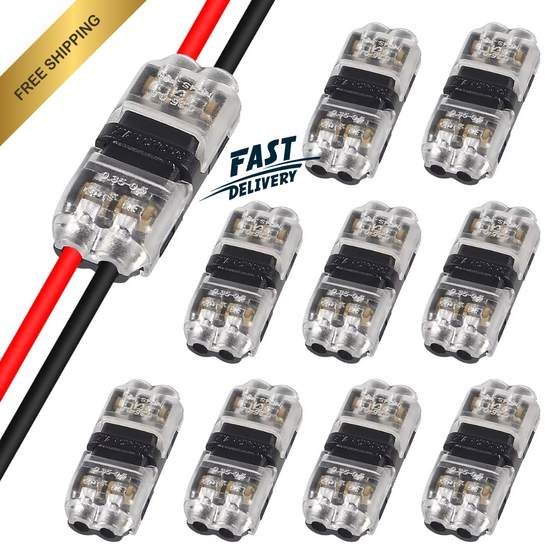 10Pack Quick Solderless Wire Splice Connector, 2 Way Automotive Fits 18-24 AWG