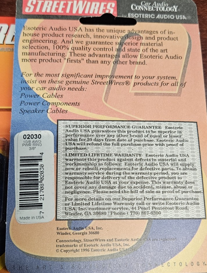 STREETWIRES 3/8″ 10/8 AWG POWER RINGS 2 PACKS MADE IN USA 02030