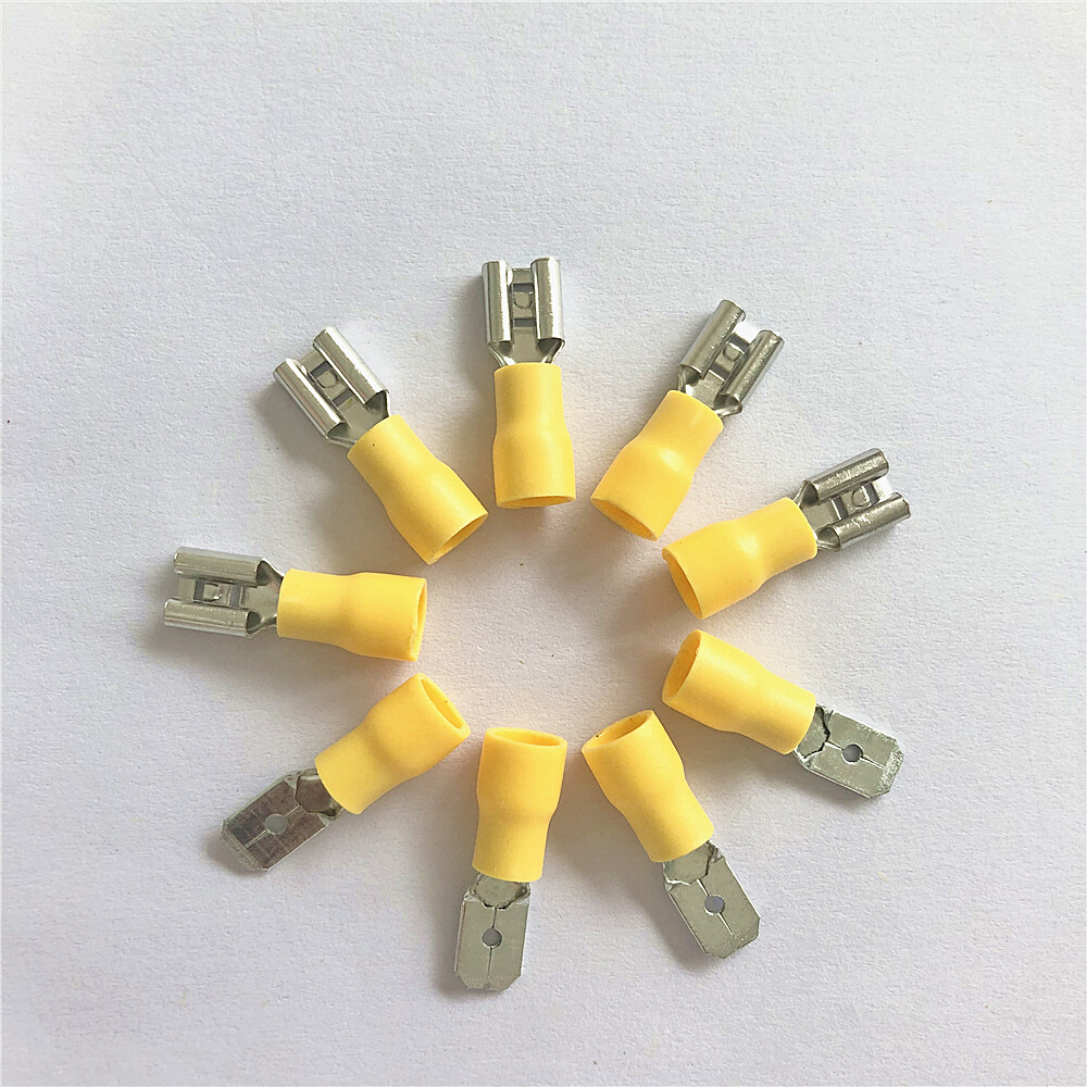 100PCS 12-10AWG FDD5.5-250 MDD5.5-250 Insulated Spade Connector Crimp Terminals
