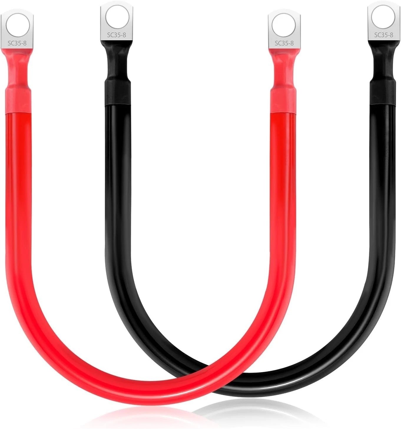 2 AWG Battery Cable 2 Pcs, Battery Cables with M8 Ring Terminals, Marine Batt…
