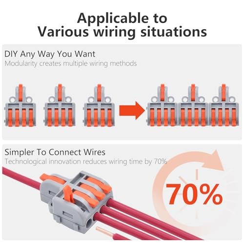 10Pcs Lever Wire Connectors, 1 in 4 Out DIY Mini Quick Terminal Block Compact