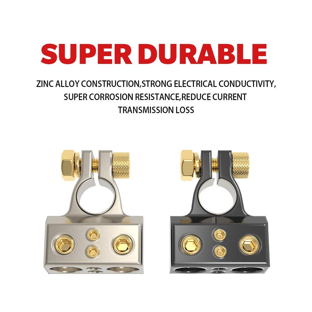 0/4/8/10 Gauge AWG Positive & Negative Car Battery Terminal Connectors with S…