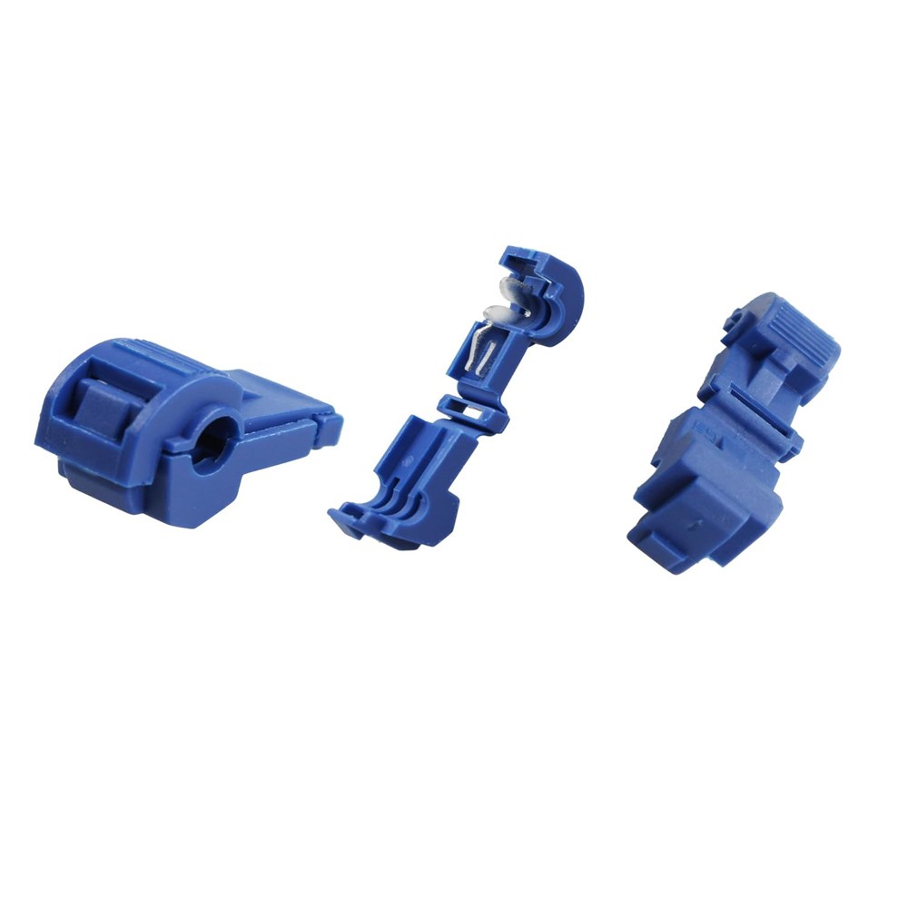 100PCS Blue T-taps 16-14 AWG Electrical Wire Connectors Splice Tap In Terminals