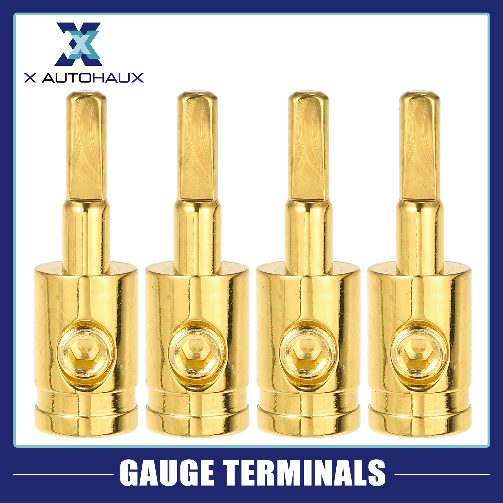 4pcs Amp Input Reducer Copper 4 Gauge Car Stereo Audio AWG Power Gold Tone