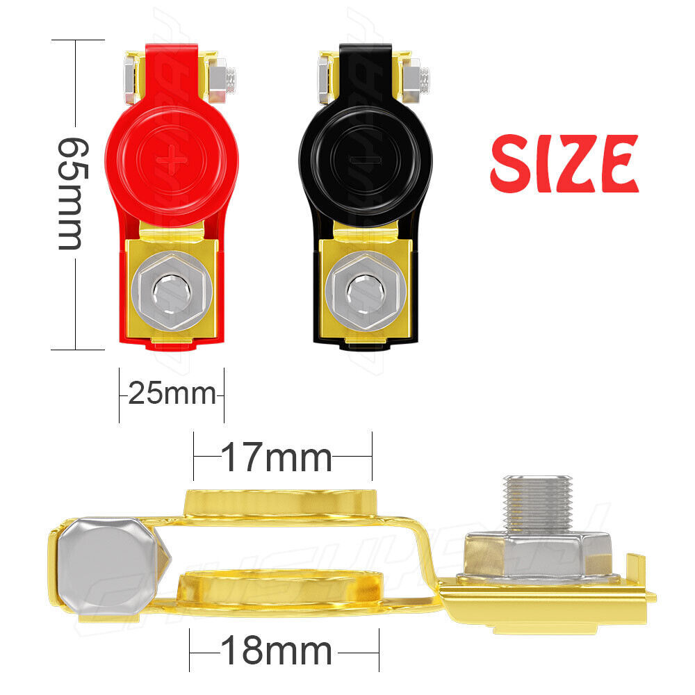 2 Car Battery Terminal Connector Positive Negative Post Heavy Duty Clamp Clip