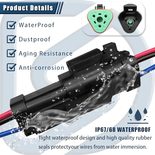 6Pack 3-Pin DT Waterproof Connectors 16 AWG with Heat Shrink Tubes 3-pin/6Pack