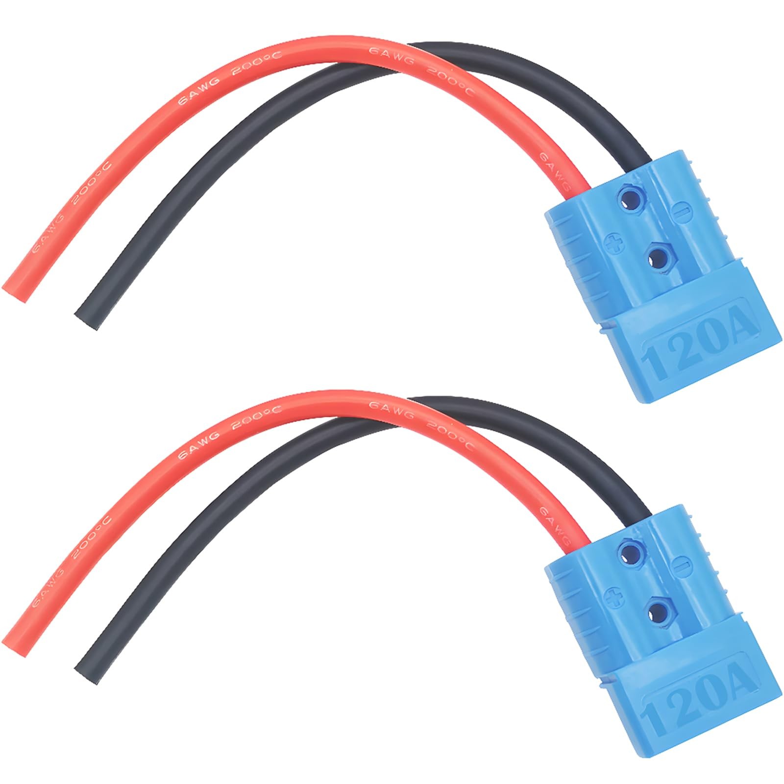 2 Sets Blue 120A 600V Battery Quick Connect Plug 6 AWG 25cm Cable Boat Car