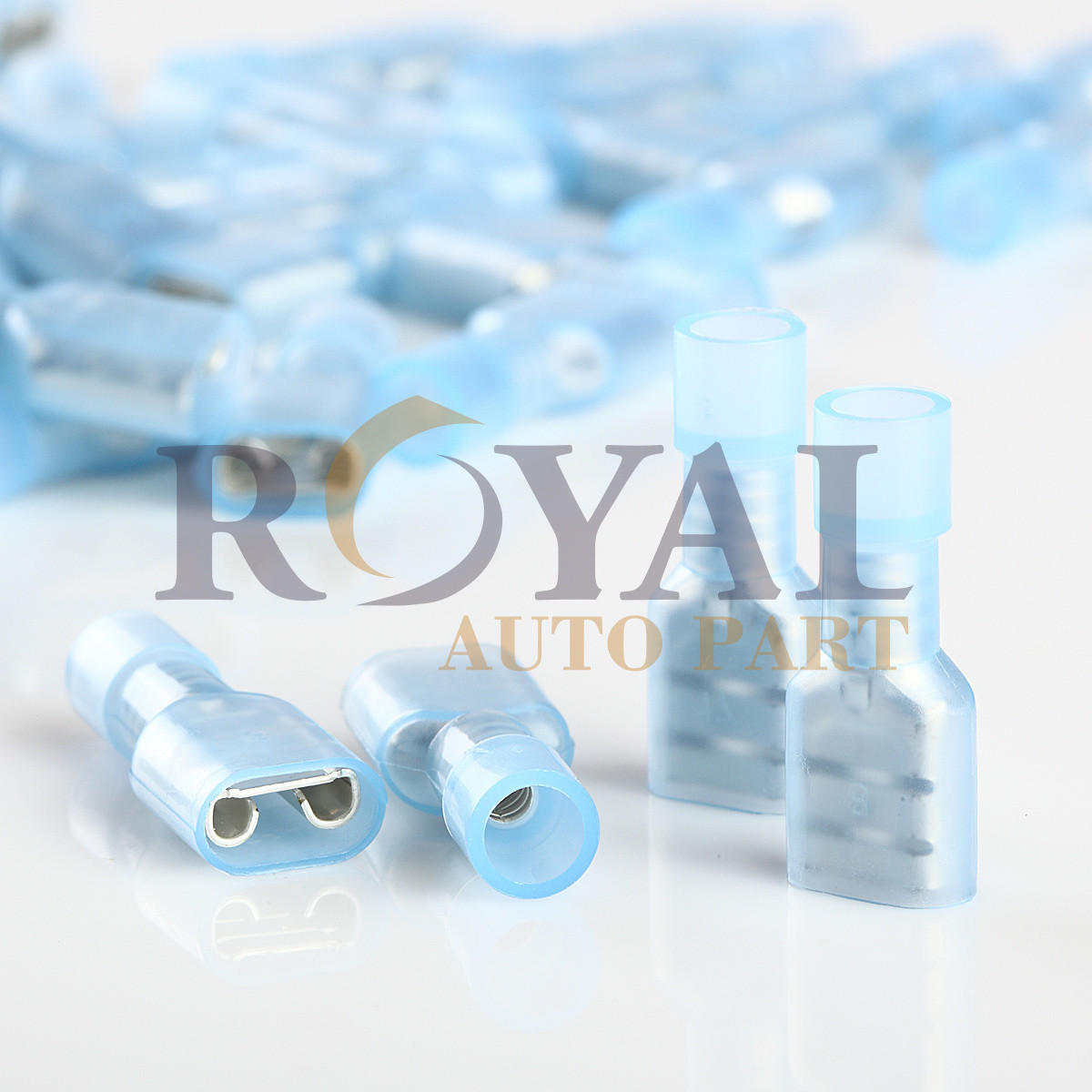 (100) Blue 16-14 AWG Female Insulated Wire Terminal Quick Disconnect Connectors