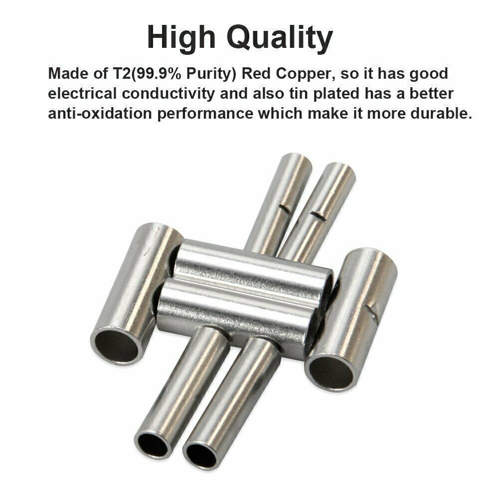 100x Tube Cable Lugs Butt Connector Crimp Connector Cable Connector Set 0.5-6mm²