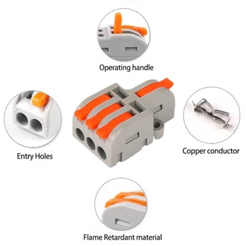 Splicing Lever Wire Connectors,Nylon Push-in Mini Electrical 10PCS 1 in 5 Out