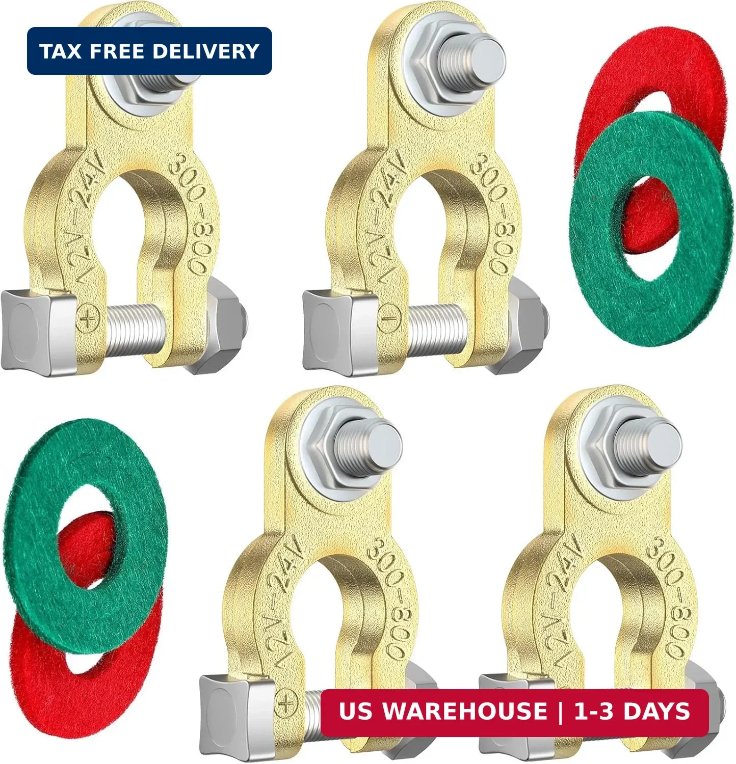Heavy Duty Battery Terminal Connectors, Pure Copper Battery Cable Ends with Anti