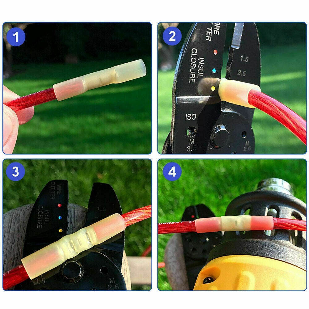 Waterproof Heat Shrink Butt Wire Splice Seal Crimp Connectors Terminals 22-10AWG