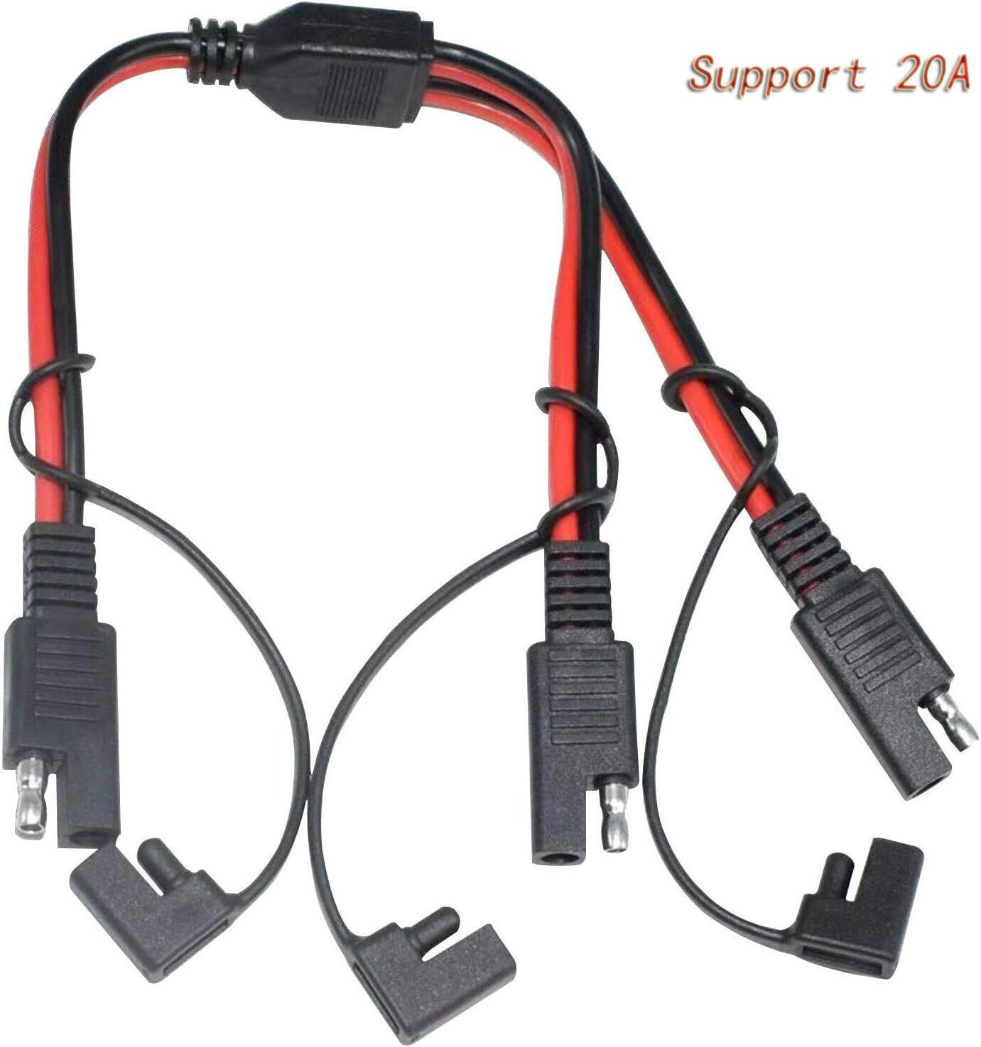 14AWG SAE DC Power Automotive Connector Cable Y Splitter 1 to 2 SAE Extension Ca