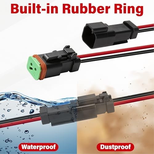 Deutsch DT 2 Pin Wiring Harness Connector 6 Kits, Deutsch 2Pin 6 Sets-Black