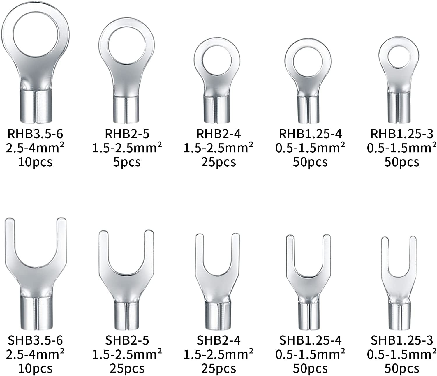 QOOSIKICC 320 Pieces Non-Insulated Ring Terminals & Fork Connector Kit,…