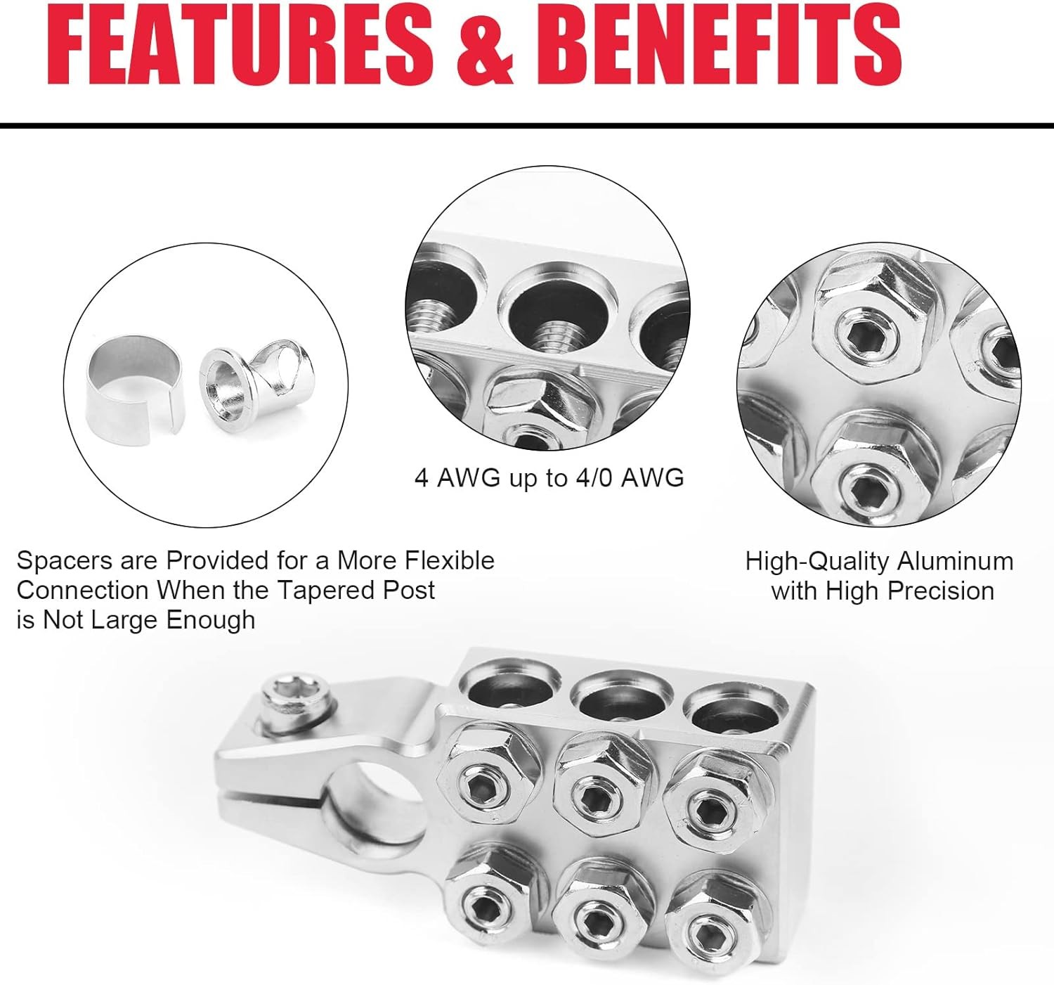 Battery Terminal Connector 12 Way Connectors 8Awg up to 4/0Xl Awg Gauge Positive