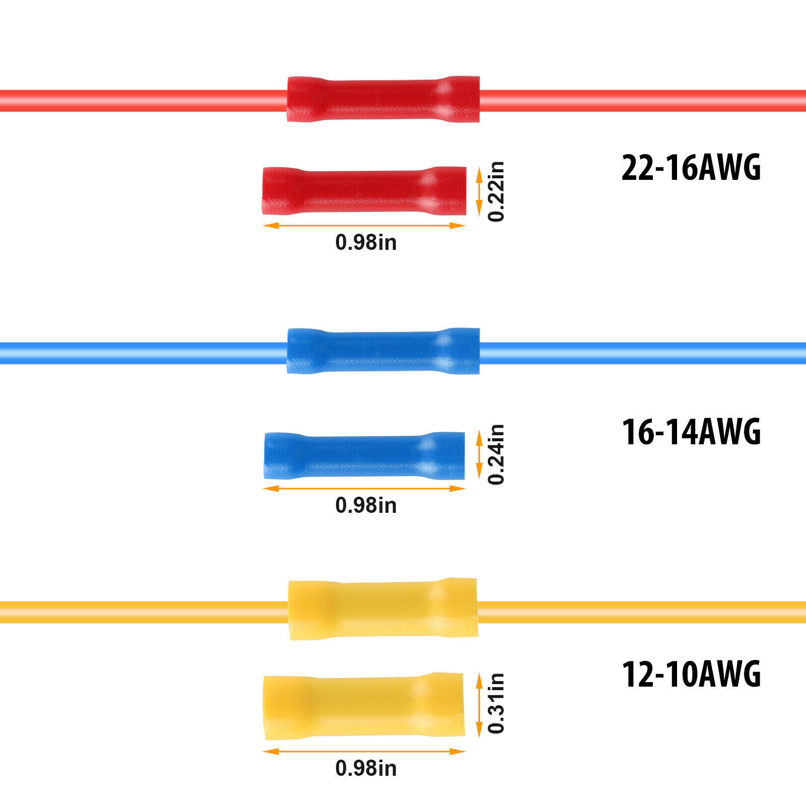 50-200x Insulated Straight Crimp Terminal Splice Butt Wire Connectors Electrical