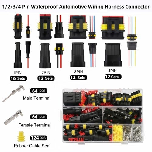 352Pcs Waterproof Automotive Electrical Connectors Kit with 24-16 AWG（0.25