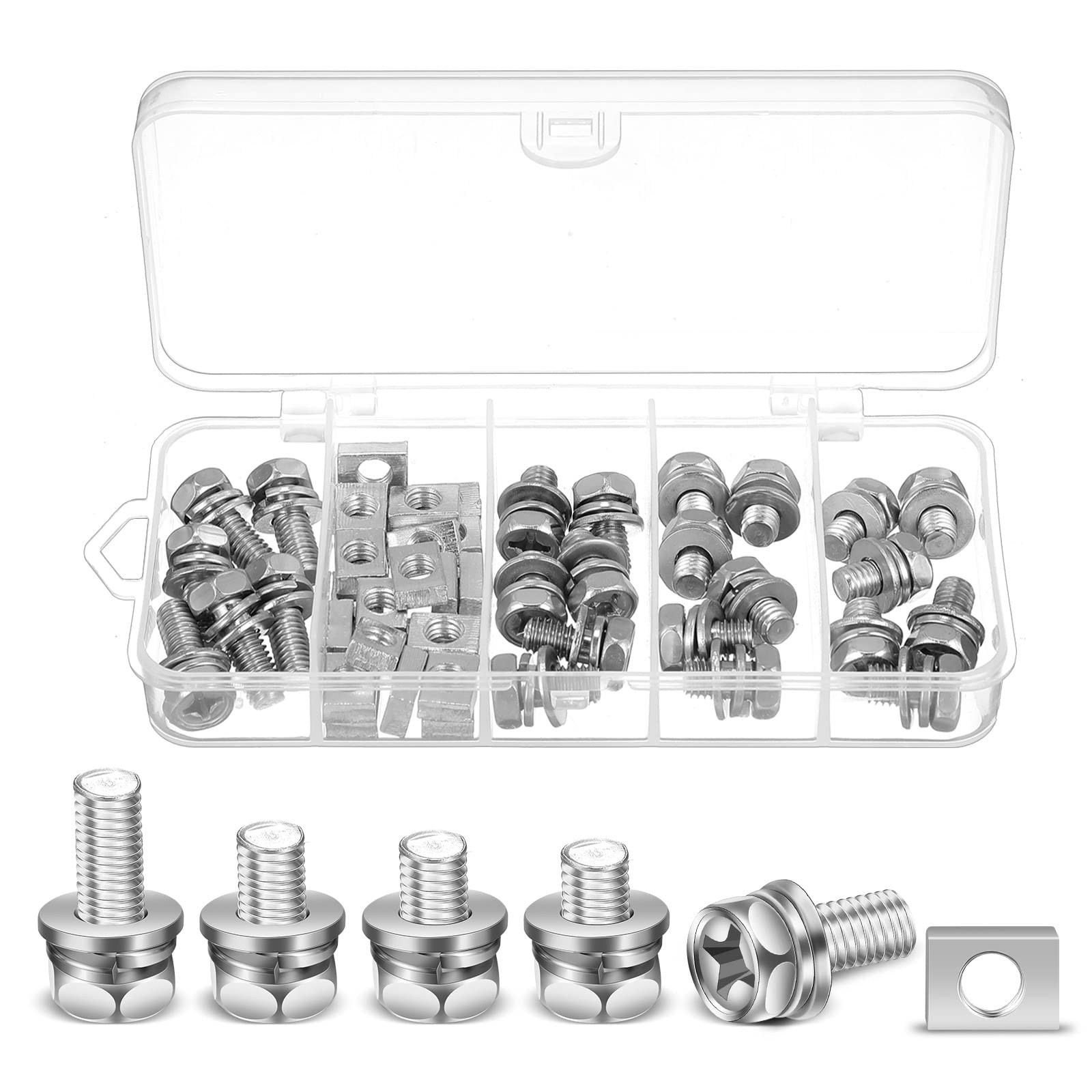 48 Pack Motorcycle Battery Terminal Bolt Square Nut Kit 16mm Motorcycle Battery