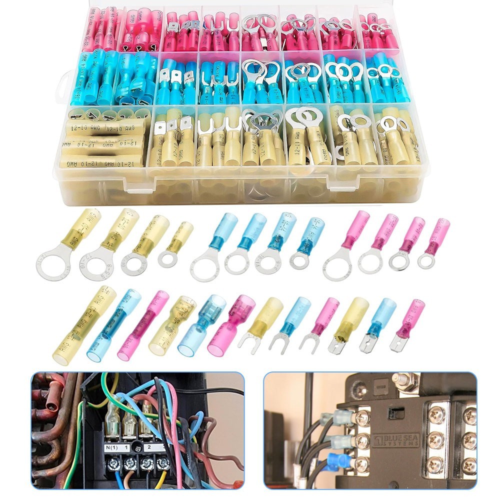 250PCS Heat Shrink Wire Connector DIY Kit Waterproof Marine Automotive Terminals