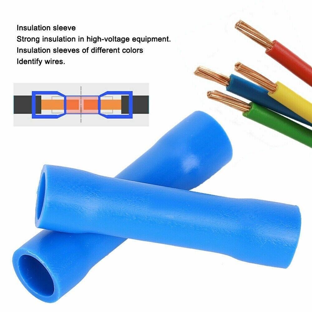 200/100PCS 22-10 Gauge AWG Ga Wire Butt Connectors Vinyl Car Radio Terminals Kit