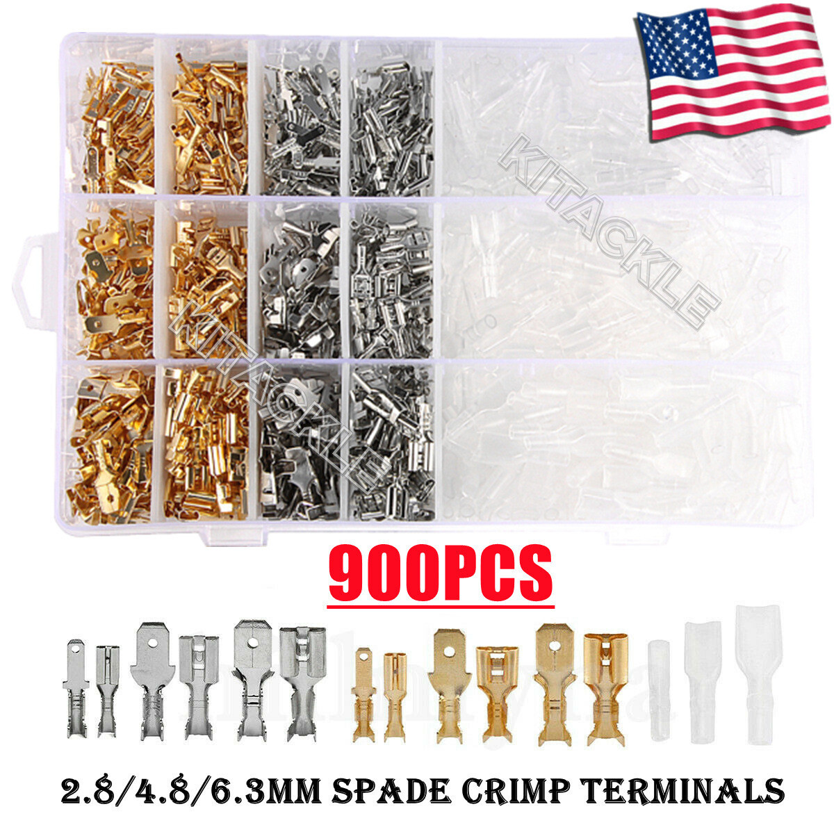360/900X Assorted Spade Electrical Wire Connectors Male&Female Crimp Terminal US