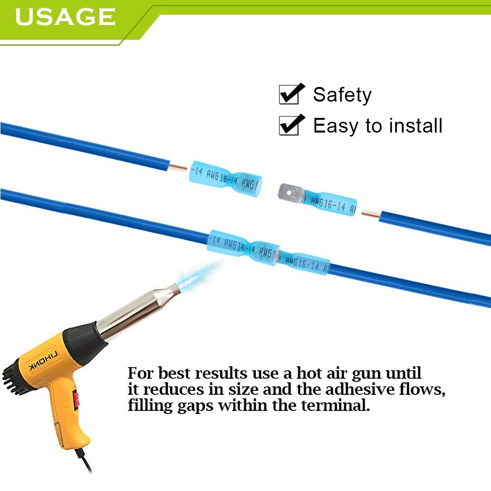 220Pcs Heat Shrink Spade Wire Connectors Waterproof Crimp Terminals Solder Sea