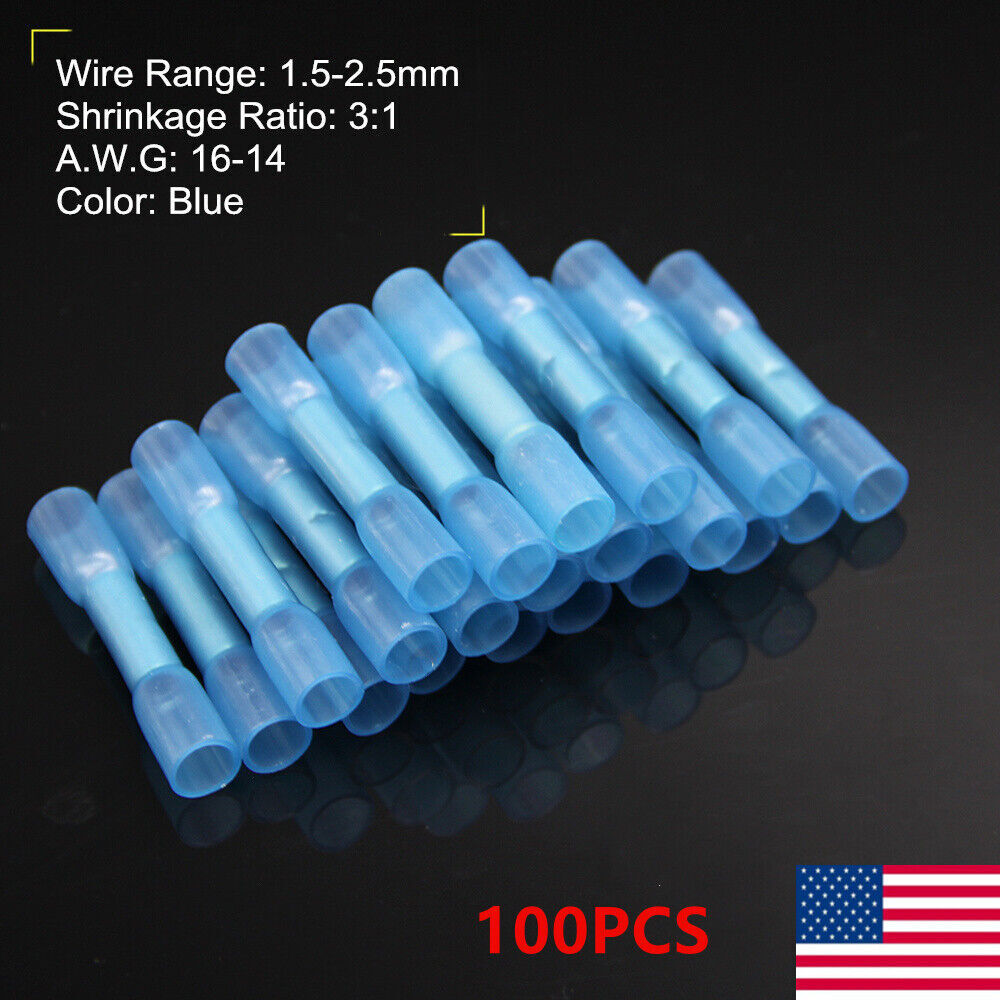 400/200PCS 22-14 AWG Heat Shrink Crimp Terminals Splice Butt Wire Connectors Set
